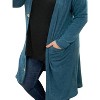 Women's Long With Faux Buttons Cardigan - honeyme - 3 of 3