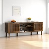 63" TV Stand with 2 Grille Door Cabinets and Adjustable Storage Rack, Medieval Modern Entertainment Center,Suitable for 55/65/70" TVs, Walnut Wood - 2 of 4
