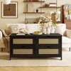 WOWLIVE Wood Coffee Table with 4 Drawers for Living Room, Central Table with Rattan Design - 3 of 4
