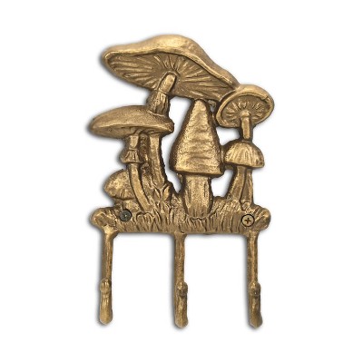 Cheung's Mythra Golden Mushroom Medley Cast Iron 3 Prong Wall Hook