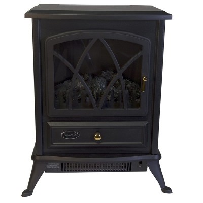 Ashton Black Electric Portable Wood Stove Heater