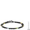 Steeltime Men's two tone stainless steel figaro chain bracelet. Color Options: Blue, Gold, Multi, Silver - 3 of 4