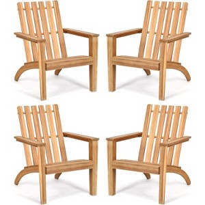 Tangkula 4-Piece Adirondack Chair Acacia Wood Outdoor Armchairs Weather Resistant for Patio Garden Backyard Lawn Seating - 1 of 4