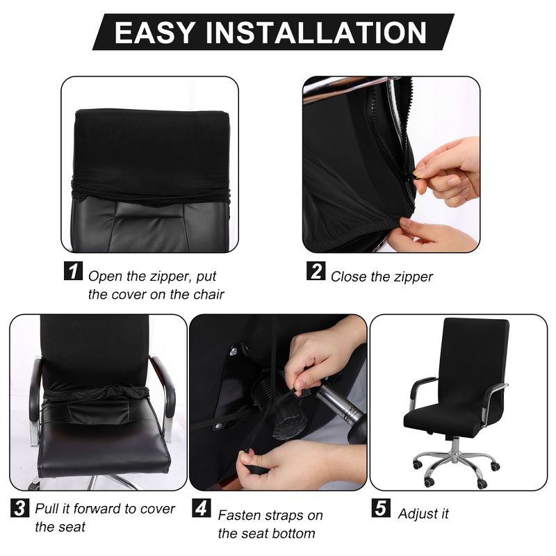 1 Pc Removable Office Computer Swivel Chair Cover - PiccoCasa, 1 of 6