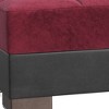 HomeRoots 52" Burgundy and Brown Microfiber And Faux Leather Tufted Storage Ottoman - 4 of 4