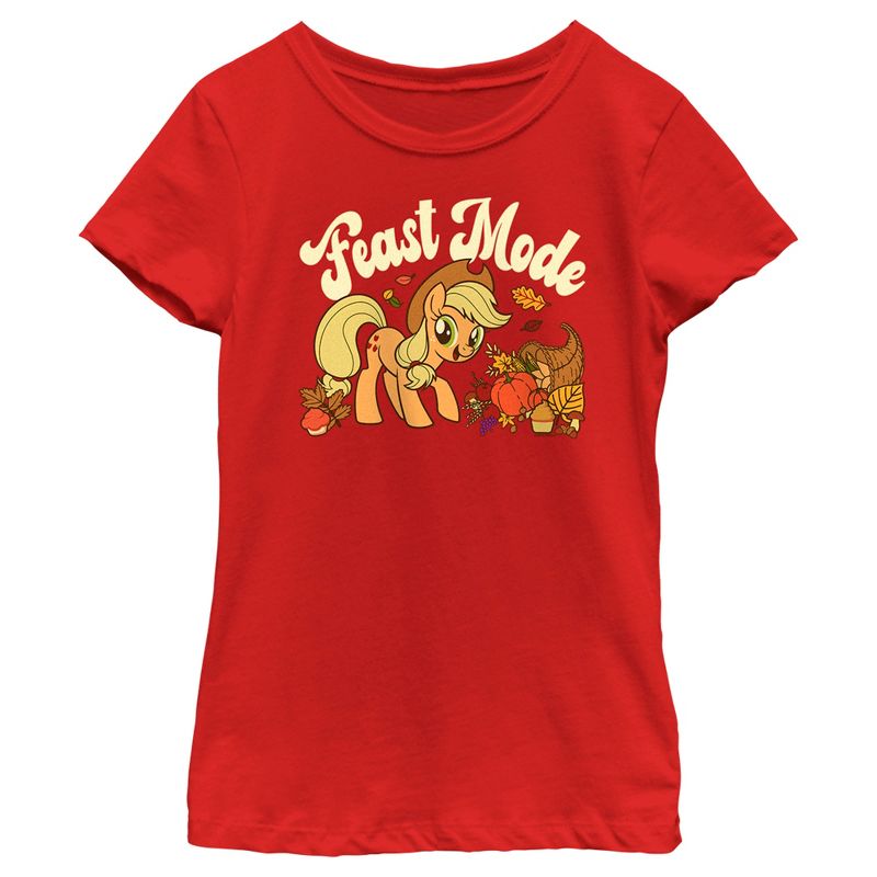 Girl's My Little Pony: Friendship is Magic Applejack Feast Mode T-Shirt, 1 of 6