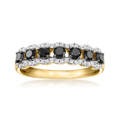 Ross-Simons 0.75 ct. t.w. Black and White Diamond Ring in 18kt Gold Over Sterling Size 7