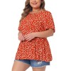 Agnes Orinda Women's Plus Size Polka Dot Peplum Dressy Casual Short Sleeve Blouse - 2 of 4