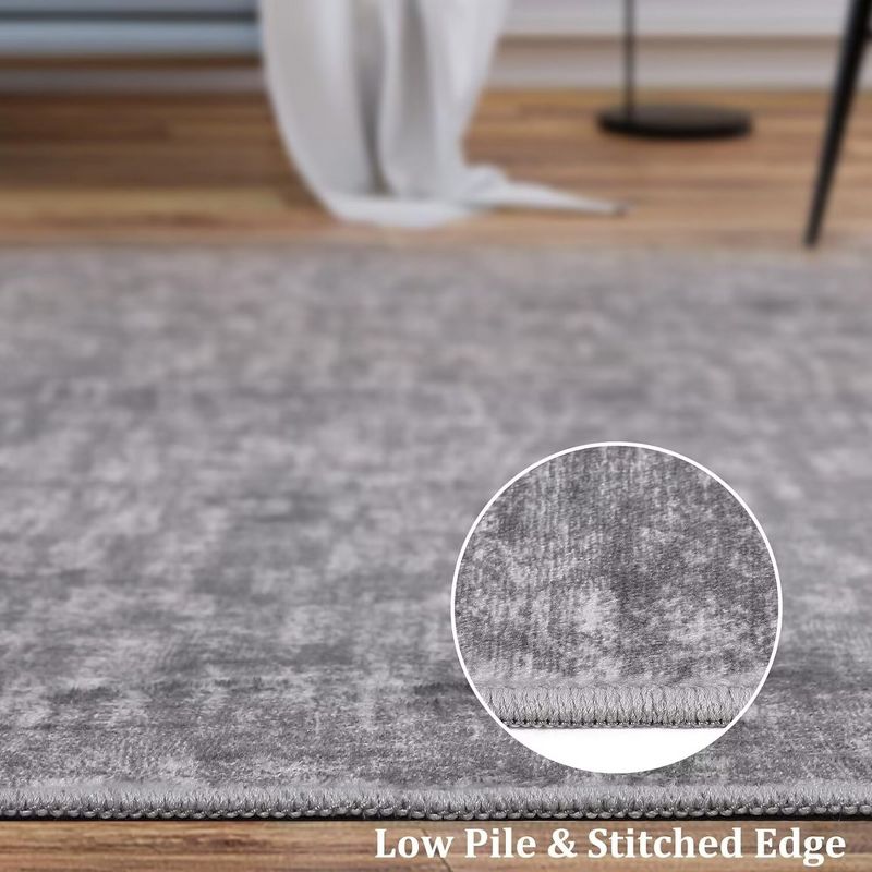 Modern Solid Area Rug Washable Rug Stain Resistant Non-Slip Rug for Living Room Bedroom, 2'x3' Gray, 4 of 8
