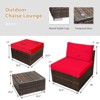 Tangkula 5-Piece Outdoor Rattan Wicker Sofa Set Lounge Chair with Red Cushions - 2 of 4