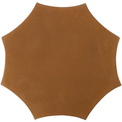 Transitional Fluted Metal & Wood Octagonal Side Table, Brown