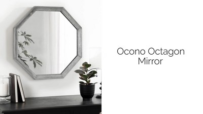 26" Silver Octagon Wall Mirror with Galvanized Metal Frame