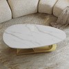 Lyngins Modern Faux Marble Coffee Table with Premium Sintered Stone Top & Stainless Steel Base, Stain/Heat-Resistant, Elegant Living Room Table - 3 of 4