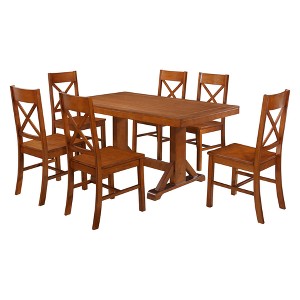 7pc Wood Dining Set Antique Brown - Saracina Home, Size: 7 pc