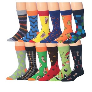 JAMES FIALLO Men's 12 Pack Soft & Breathable Food Colorful Patterned Dress Socks for Men - 1 of 4