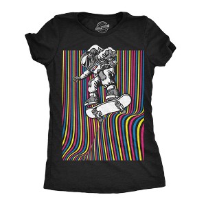 Womens Astronaut Skater Funny T Shirt Skateboard Graphic Tee For Ladies - Crazy Dog Women's T Shirt - 1 of 4