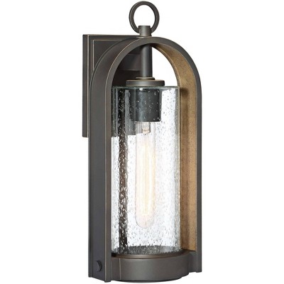 Minka Lavery Industrial Outdoor Wall Light Fixture Oil Rubbed Bronze 16 1/2" Clear Seeded Glass for Post Exterior Porch Yard Patio