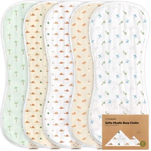 KeaBabies 5pk Organic Softe Muslin Burp Cloths for Baby Girls and Boys, Large Absorbent Burping Cloths for Babies, Baby Burp Clothes - 1 of 4