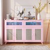 Acekool Buffet Cabinet with Power Outlets & LED Lighting – Rattan & Acrylic Storage for Kitchen, Dining, and Living Room - 2 of 4
