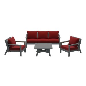 WestinTrends Avalon Outdoor 6-Piece Modular Sectional Patio Furniture Sofa Set, Gray/Red - 1 of 4