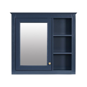 NicBex Bathroom Wall Mount Storage Cabinet Mirror Medicine Cabinet with Single Door & 3 Open Shelves - 1 of 4