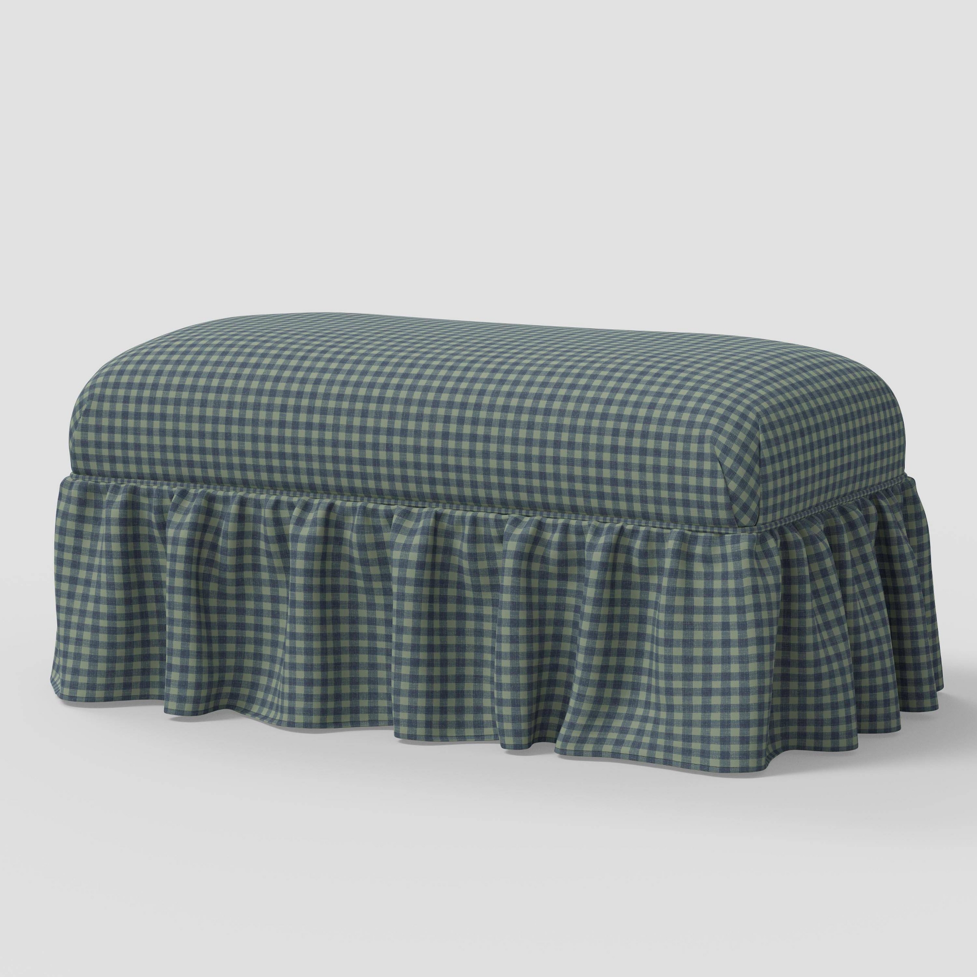 Maria Ruffle Skirt Bench in Whitaker Gingham Spruce - Threshold™ designed with Studio McGee