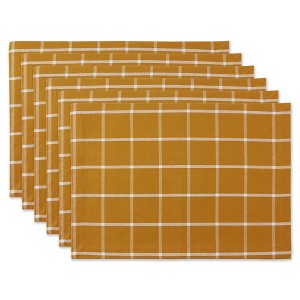 DII Check Placemat Set 6 Piece, Honey Gold Check, 13x19" - 1 of 4