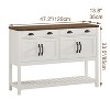 Sapphtopaz Modern Console Table with 2 Drawers & 4 Door Cabinet Entryway Table with Adjustable Shelves & Slatted Shelf for Living Room, Hallway - 2 of 4