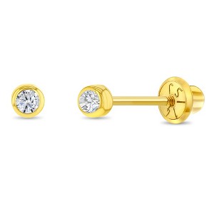 Girls' Bezel Set Diamond Screw Back 14k Gold Earrings - In Season Jewelry - 1 of 4