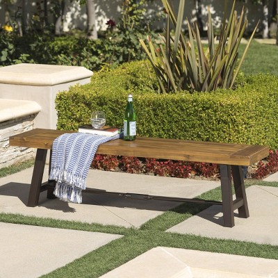 Catriona 63" Teak Acacia Wood 3-Seater Patio Bench