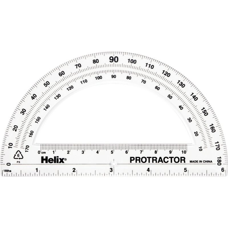 Helix 180 Degree Standard Protractor, 6", Pack of 25, 2 of 4
