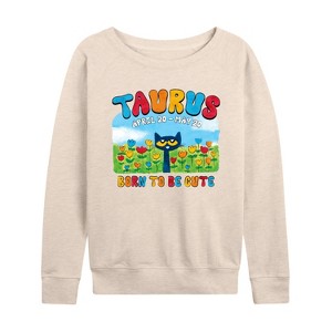 Women's - Pete the Cat - Taurus Lightweight French Terry Wide Neck Long Sleeve Shirt - 1 of 4