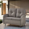 POCASSY 49.5" Wide Outdoor Glider Loveseat, All Weather Brown Wicker Rattan Patio Loveseat Glider for Porch Deck Garden - 2 of 4