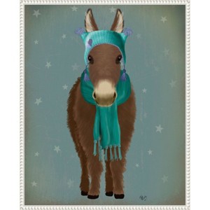 Amanti Art 23"x28" Donkey Blue Hat and Scarf by Fab Funky Framed Canvas Wall Art Print - 1 of 4