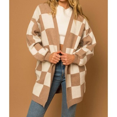 Women's Checker Graphic Sweater Cardigan - GILLI