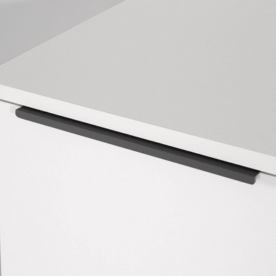 Soft Elm and White 1-Drawer Nightstand with Open Storage