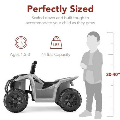 Gray 6-Volt Kids Ride-On Quad ATV with Treaded Tires