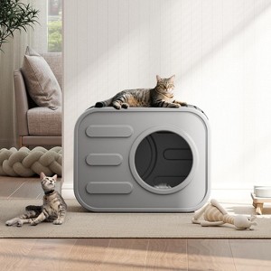 SEVOBAL Outdoor Cat House Cat Shelter Bed Mat Feral Cat Pet House Indoor Outdoor Weatherproof Insulated Easy Assembly, 20.8"*14.2"*15.9" - 1 of 4