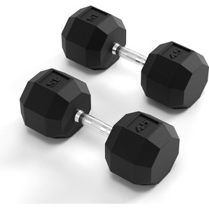 Rubber Coated Hex Dumbbell Weight Set, Multiple Sizes Exercise & Fitness Dumbbells,50LB Set, for Muscle Toning, Strength Building - 1 of 4