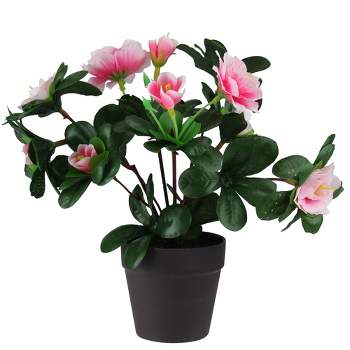 Northlight 8" Flowering Rose Bush Artificial Potted Plant - Green/Pink