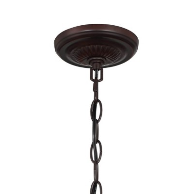 Elegant Peacock Feather 24.5" Bronze & Glass Pendant Light