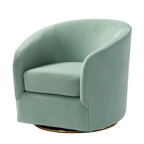 Amarante Comfy Velvet Swivel Chair for Bedroom with Metal Base Karat Home SAGE