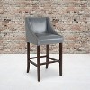 Emma and Oliver 30"H Transitional Upholstered Walnut Barstool with Accent Nails - 2 of 4