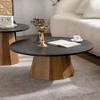 Gulches 35 in Round Coffee Table Sturdy Pedestal Real Bark Pattern High Density Fibreboard Cedar Veneer Wooden Tea Table for Living Room - 2 of 4