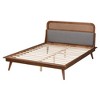 Baxton Studio Queen Irina Fabric and Wood Platform Bed Gray/Ash Walnut: Upholstered Headboard, No Box Spring Needed - 4 of 4