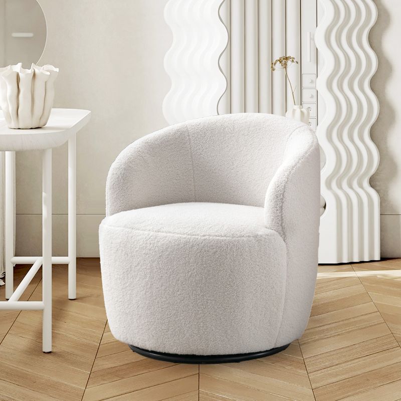 360° Swivel 25.60'' Wide Soft Touch Modern Teddy Tiny Upholstered Barrel Varity Chairs -The Pop Maison, 2 of 9