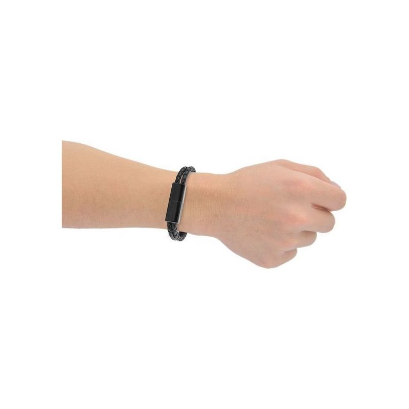 Ercko Double Leather Bracelet for iPhone 11/XR/11 Pro/XS/8/7/6/5 - Black (Size L), 2 of 4