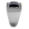 Slickblue Stainless Steel Men’s Ring Silver/Black, Smoked Quartz Cat Eye Stone, Oblong Shape, Polished Look, Size 8–13 - 4 of 4