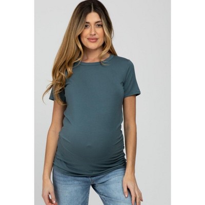 PinkBlush Blue Basic Short Sleeve Maternity Top