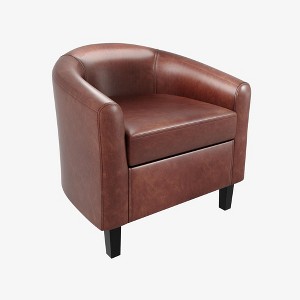 Accent Chairs Faux Leather Chairs Barrel Club Chairs Comfy Living Room Chairs with Sturdy Legs - 1 of 4